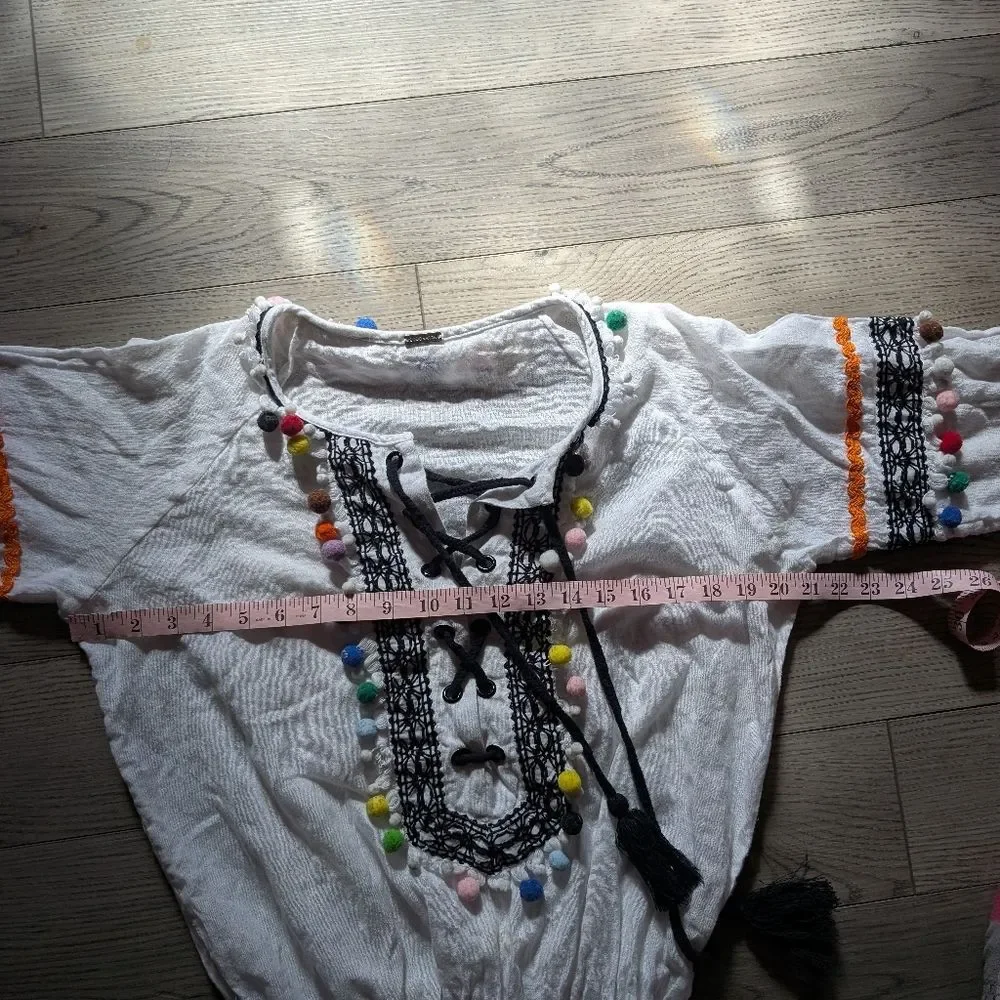 Dodo Bar Or‎ Pass Pour Too Tassel Pom Pom Bohemian Dress Size Small